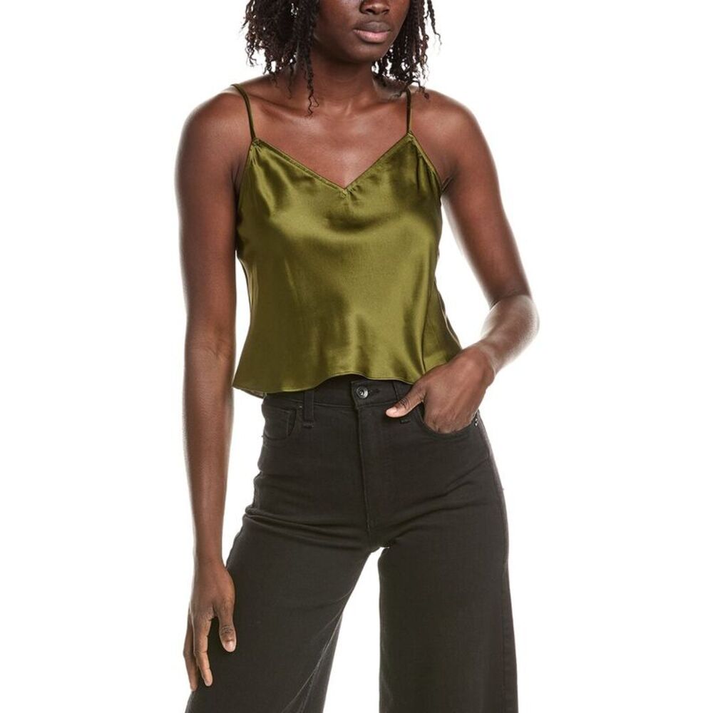 Reveriee Womens Satin Silk Blouse, Green